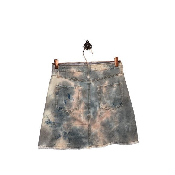 New Anthropologie Small Large Easel Tie Dye‎ Denim Cotton Jean Boho Mini Skirt - Picture 7 of 9